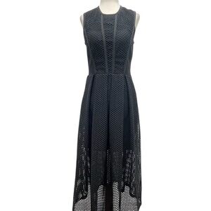 Sandro Rise Perforated Sleeveless Black Midi Dress Size Sandro 2